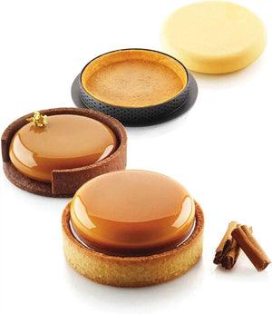 Silikomart - 2.8" x 0.3" x 0.07" 6 Compartment Round Silicone Baking Mold With 6 Rings - KIT TART RING 8