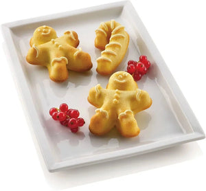 Silikomart - 3.7" x 3" x 0.8" Silicone #4 Compartment Gingerbread Baking Mold - SF106