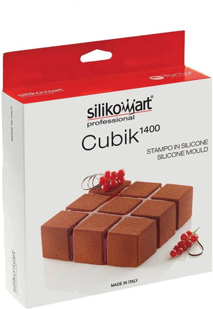 Silikomart - 6.7" x 6.7" x 1.9" Silicone Cubik 1400 Baking Mould - CUBIK