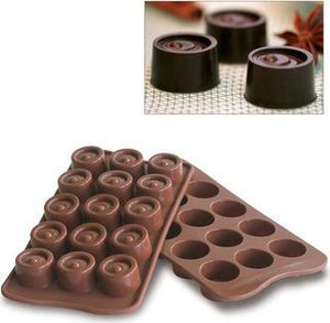 Silikomart - Silicone Brown 15 Compartment Vertigo Chocolate Mold (0.34 Oz Each) - SCG04