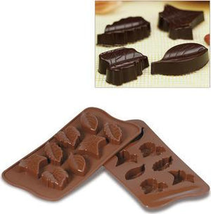 Silikomart - Silicone Brown 8 Compartment Nature Leaf Chocolate Mold (0.46 Oz Each) - SCG10