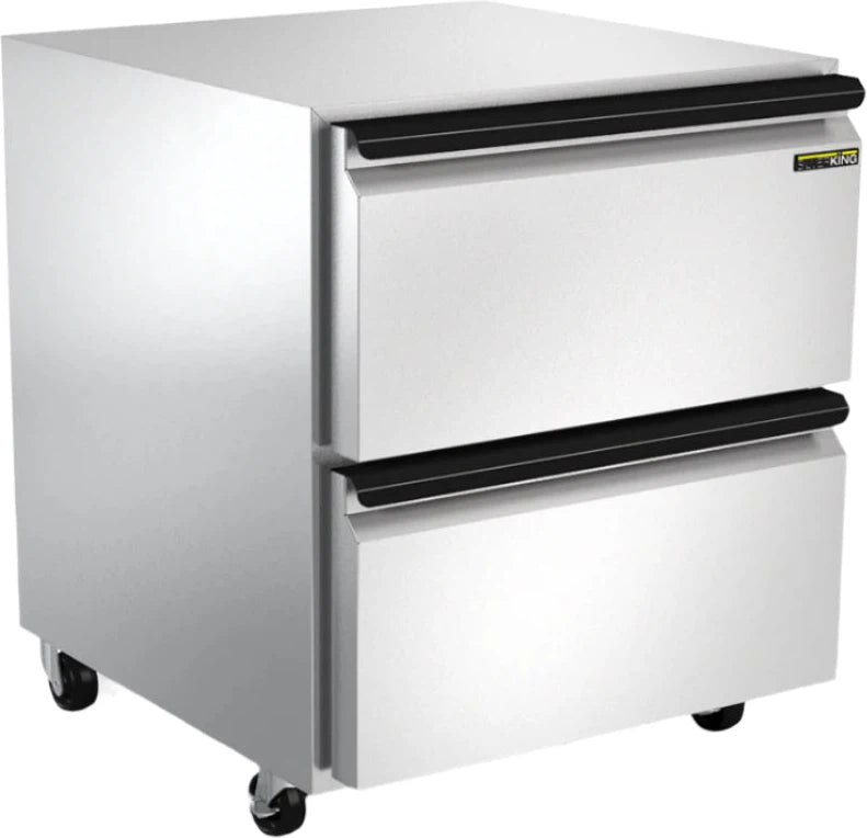 Silver King - 27” Undercounter Refrigerator with Two Drawers and 3" Casters - SKR27A-EDUS1