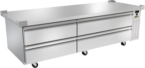 Silver King - 84” Chef Base Refrigerator with 4 Drawer and 4” Heavy-duty Casters - SKRCB84H-EDUS4