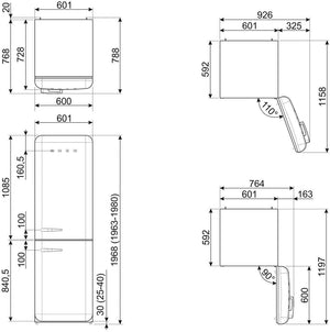 Smeg - 24" 50's Retro Style No Frost RefrigeratorRight Hinge White - FAB32URWH3 (Special Order)