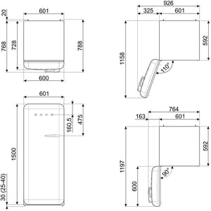 Smeg - 24" 50's Retro Style RefrigeratorLeft Hinge Union Jack - FAB28ULDUJ3 (Special Order)