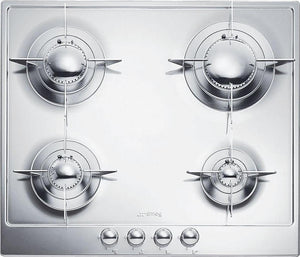 Smeg - 24" Piano Design 4-Burner Gas Drop-In Cooktop - Stainless - PU64ES (Special Order)