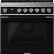 Smeg - Portofino 30" Black Stainless Steel 4-Burner Dual Fuel Range - CPF30UGMBL (Special Order)