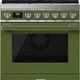 Smeg - Portofino 30" Green Stainless Steel 4-Burner Dual Fuel Range - CPF30UGMOG (Special Order)