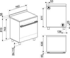 Smeg - Portofino 30" Stainless steel 4-Burner Dual Fuel Range - CPF30UGMX (Special Order)