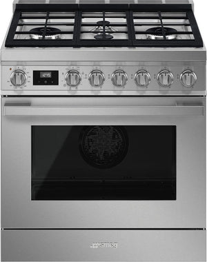 Smeg - Portofino 30" Stainless steel 4-Burner Dual Fuel Range - CPF30UGMX (Special Order)