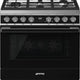 Smeg - Portofino 36" Black 5-Burner Gas Range - CPF36UGGBL (Special Order)