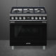 Smeg - Portofino 36" Black Stainless Steel 5-Burner Dual Fuel Range - CPF36UGMBL (Special Order)