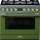 Smeg - Portofino 36" Green Stainless Steel 5-Burner Dual Fuel Range - CPF36UGMOG (Special Order)