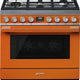 Smeg - Portofino 36" Orange Stainless Steel 5-Burner Dual Fuel Range - CPF36UGMOR (Special Order)