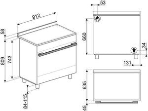 Smeg - Portofino 36" Stainless Steel 5-Burner Dual Fuel Range - CPF36UGMX (Special Order)