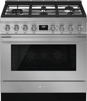 Smeg - Portofino 36" Stainless Steel 5-Burner Gas Range - CPF36UGGX (Special Order)