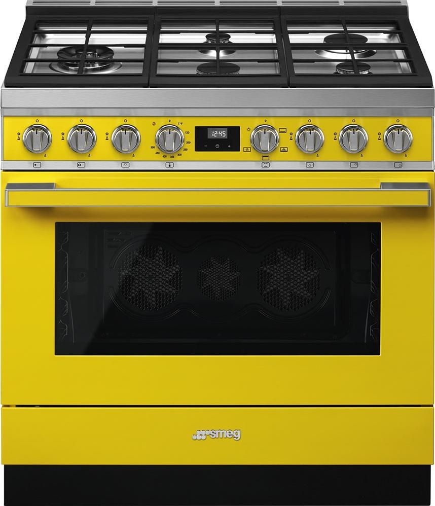 Smeg - Portofino 36" Yellow 5-Burner Gas Range - CPF36UGGYW (Special Order)