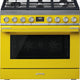 Smeg - Portofino 36" Yellow Stainless Steel 5-Burner Dual Fuel Range - CPF36UGMYW (Special Order)