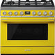 Smeg - Portofino 36" Yellow Stainless Steel 5-Burner Dual Fuel Range - CPF36UGMYW (Special Order)