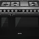 Smeg - Portofino 48" Black Stainless Steel 5-Burner Dual Fuel Range - CPF48UGMBL (Special Order)