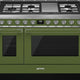 Smeg - Portofino 48" Green Stainless Steel 5-Burner Dual Fuel Range - CPF48UGMOG (Special Order)