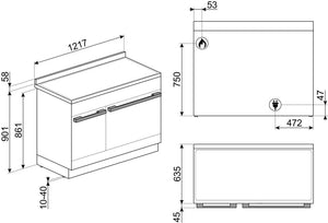 Smeg - Portofino 48" Stainless Steel 5-Burner Dual Fuel Range - CPF48UGMX (Special Order)