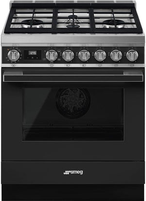 Smeg - Portofino Black/Anthracite 30" 4-Burner Gas Range - CPF30UGGAN (Special Order)