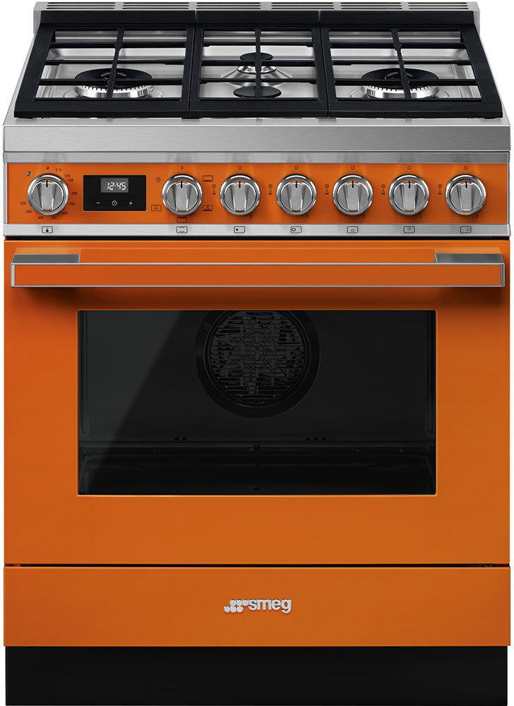 Smeg - Portofino Orange 30" 4-Burner Gas Range - CPF30UGGOR (Special Order)