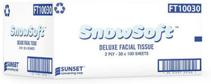 Snow Soft - 100 Sheet 2 Ply Facial Tissue, Pack of 30 - FT10030