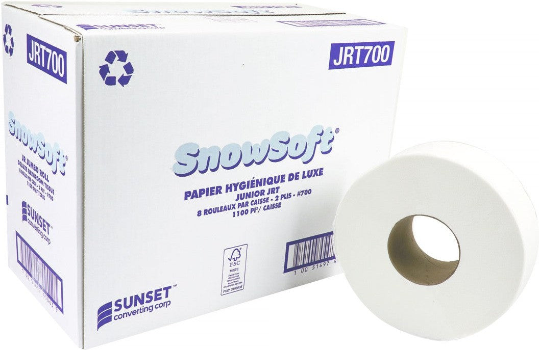 Snow Soft - 1100 Sq. Feet 2 Ply Jumbo Roll Bathroom Tissues JRT, 8 Rl/Cs, 70 Cs/Sk - JRT700