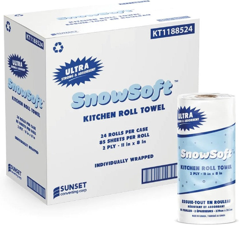 Snow Soft - 85 Sheet Household Roll Towel, Pack of 24 - KT1188524