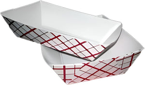 Specialty Quality Packaging - #200, 2 Lb Rectangle Red Plaid Food Tray, Pack of 250 - 8702