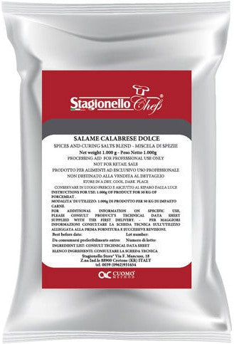 Stagionello - 1 Kg/Bag Curing Salts and Spice Blends for Rapid Fermentation Salami Sweet Calabrese Salami - 47004