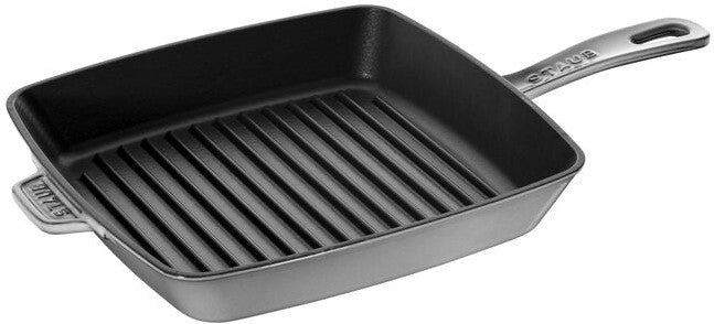 Staub - 10" Cast Iron Square Grill Pan Graphite Grey (26 cm) - 1003309