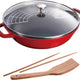 Staub - 12" Cast Iron Wok with Glass Lid Cherry Red (30 cm) - 40511-345