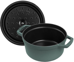 Staub - 2.32 QT Round Cast Iron Cocotte Eucalyptus 2.2L - 1025319