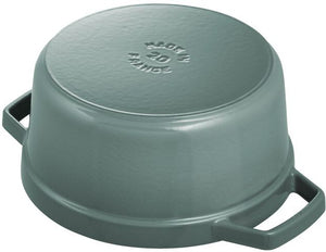 Staub - 2.32 QT Round Cast Iron Cocotte Eucalyptus 2.2L - 1025319