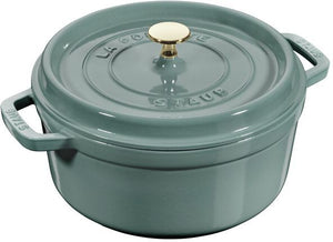 Staub - 2.32 QT Round Cast Iron Cocotte Eucalyptus 2.2L - 1025319