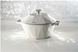 Staub - 3 QT Diamond Cast Iron Cocotte White Truffle 2.8L - 1020129