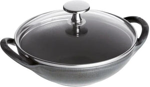 Staub - 6.5" Cast Iron Wok with Glass Lid Graphite Gray (16 cm) - 1004677