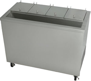 Stoelting - 115V 16-Liter Capacity Air-Cooled 4 Compartment Refrigerated Dipping Cabinet with Condiment Rail - DC4-37-A