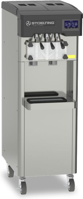 Stoelting - 19.25" x 28" x 58.25" 220-240 V Water Cooled Gravity-Fed Twin Twist Soft Serve Floor Machine - F231X-102I2