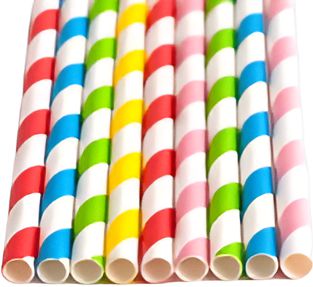 Stone - 8" Striped Milkshake Unwrapped 9 Color Paper Straws, Pack of 250 - 400100