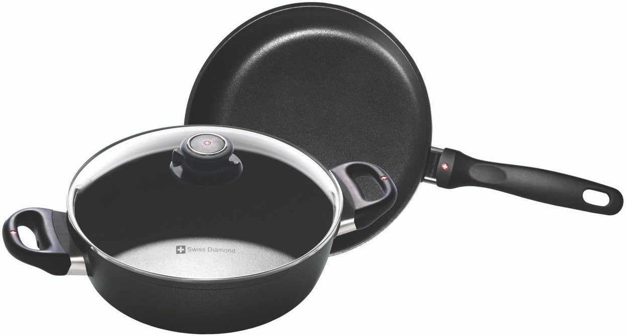 Swiss Diamond - XD Non-Stick Induction Fry Pan & Casserole with Lid, Set of 3 Piece - XDSET6008i