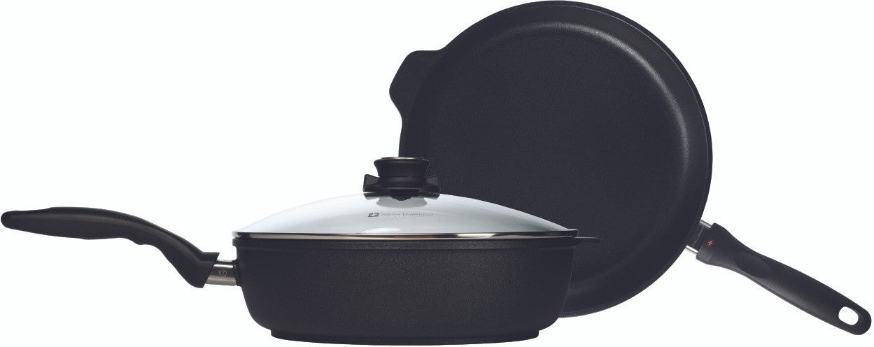 Swiss Diamond - XD Non-Stick Induction Fry Pan & Saute Pan with Lid, Set of 3 Piece - XDSET628i