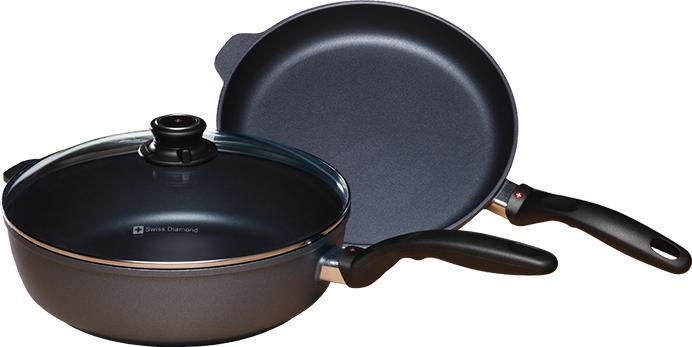 Swiss Diamond - XD Nonstick Fry Pan & Saute Pan with Lid Set of 3 Piece - XDSET628