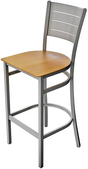 Tarrison - 16.75" Silver Frame, Natural Wood Seat Aria Bar Stool - ISG0103WSWNA-KIT