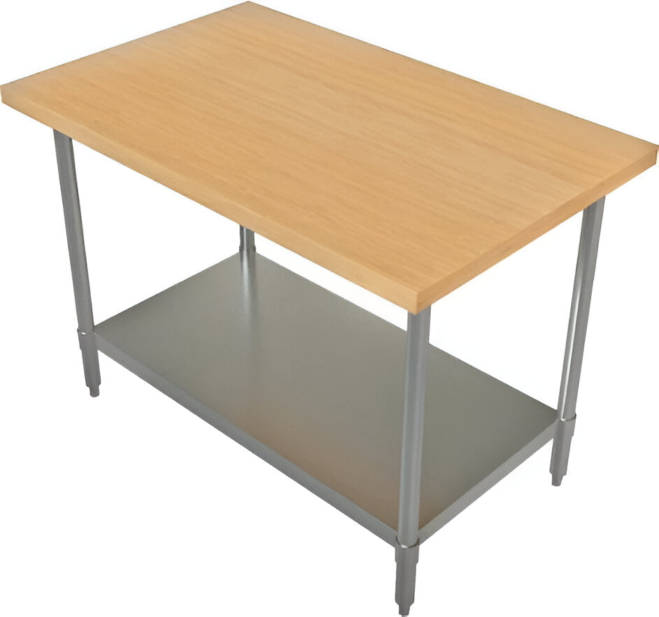 Tarrison - 30" x 24" Butcher Block Top Work Table with Galvanized Undershelf - HTS-2430G