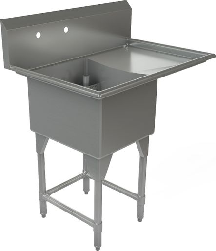 Tarrison - 39" 18 Gauge One Compartment Sink With Right Hand Drainboards - TA-CDS118R-KIT