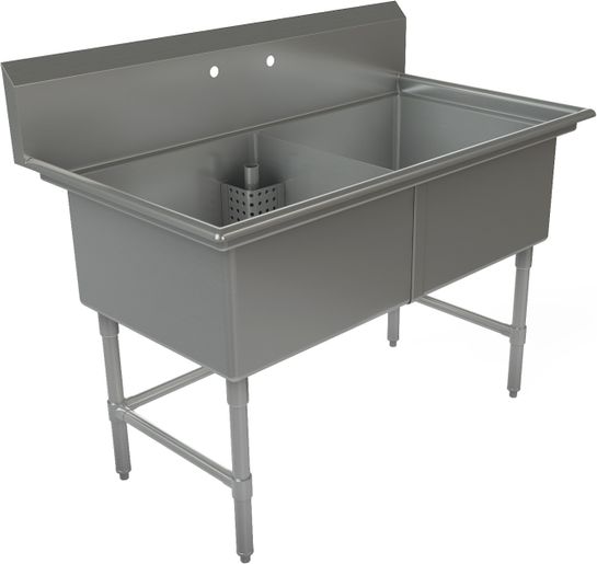 Tarrison - 42" 18 Gauge Two Compartment Sink Without Drainboard - TA-CDS218-KIT